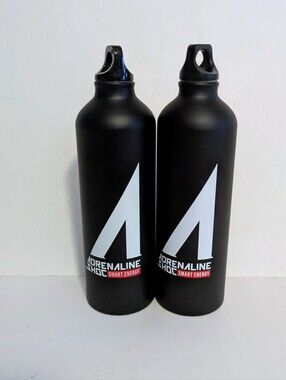 Adrenaline A Logo Black Aluminum Water Bottle Set of 2 NWOT